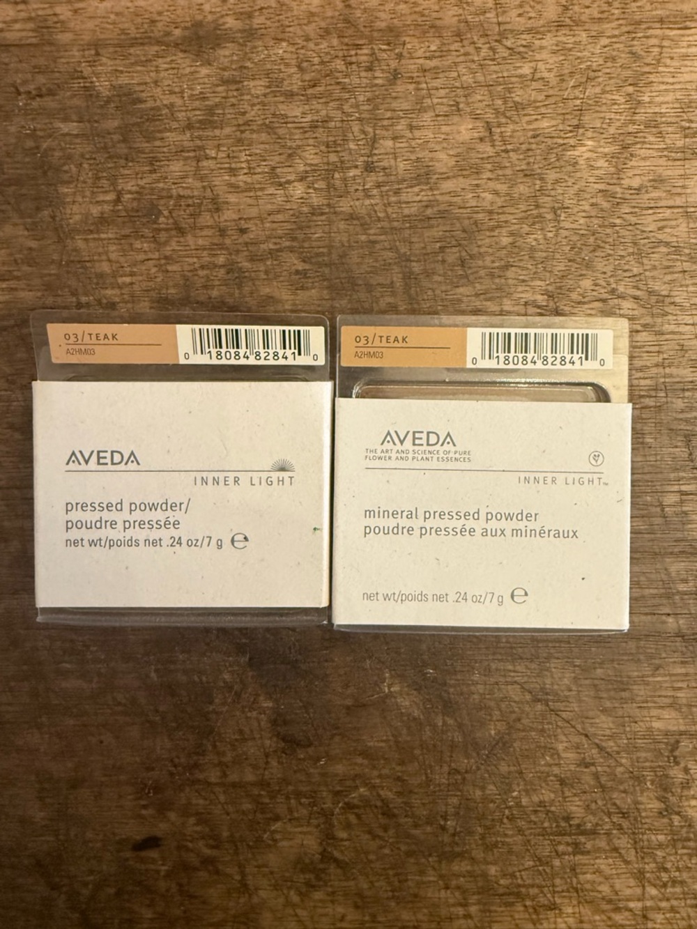 AVEDA Inner Light Pressed Powder Duo - Teak Shade, Beige & White Packaging